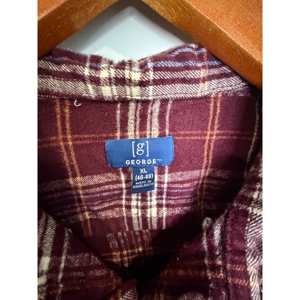 George Flannel Mens‎ Button Up XL Plaid Causal Warm Everyday Classic Country - Picture 5 of 6